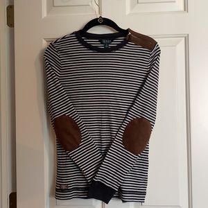 Ralph Lauren long sleeve with suede shoulder pads.